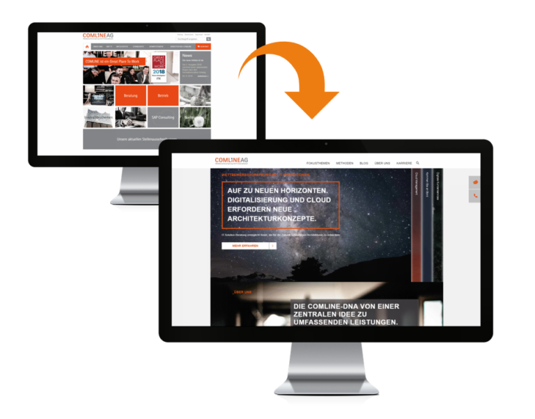 Darstellung der neuen Comline Webseite