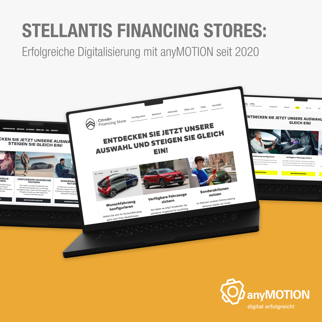 Stellantis Financing Stores - Ansicht der Startseite